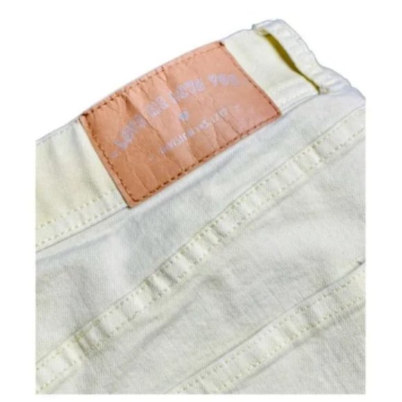 NEW H&M Denim Shorts Classic Stretch Cuffed Stretch Light Yellow SZ 12 - Picture 7 of 11